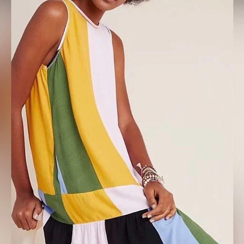 Anthropologie Collection Dolan Drop Waist Dress Medium Color Block‎ Sleeveless